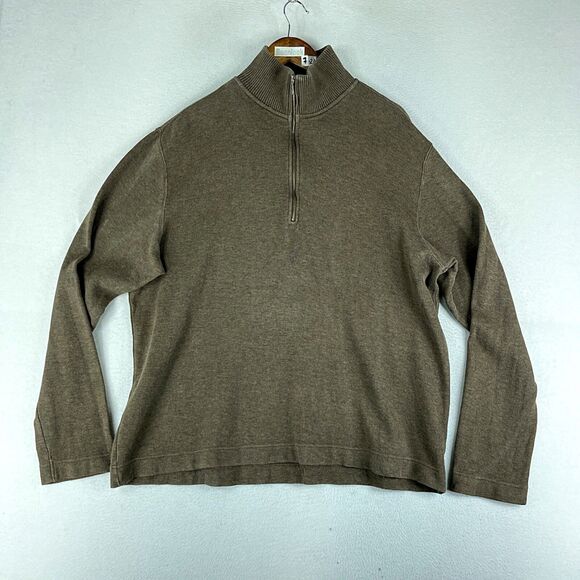 Gap Mens Sweater Pullover Brown Size XL 1/4 Zip Turtleneck Classic Fit Cotton - Picture 1 of 13